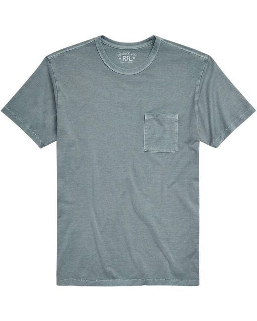 RRL Blue Garment-dyed Pocket T-shirt for men