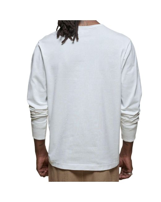 Merz B. Schwanen White 2M06 Vintage Machine Refined Classic Fit Long Sleeve Henley for men
