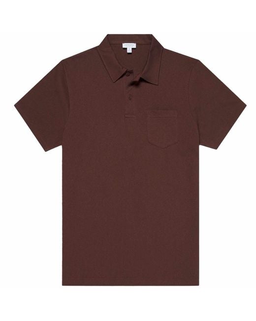 Sunspel Brown Riviera Polo Shirt for men