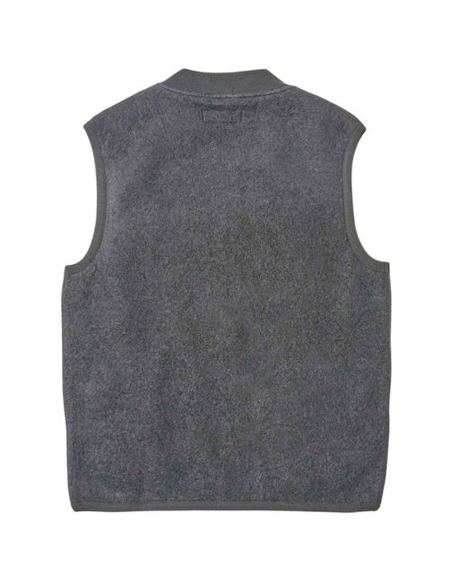 Universal Works Gray Zip Waistcoat Wool Fleece for men
