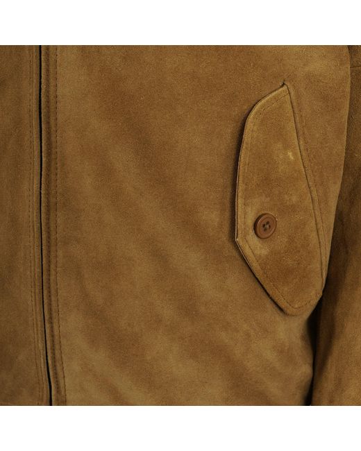 real hoxton Brown Suede Harrington Jacket for men