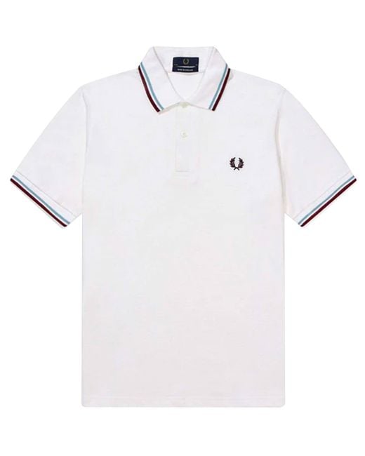 Fred Perry White M12 Twin Tipped Polo Shirt for men
