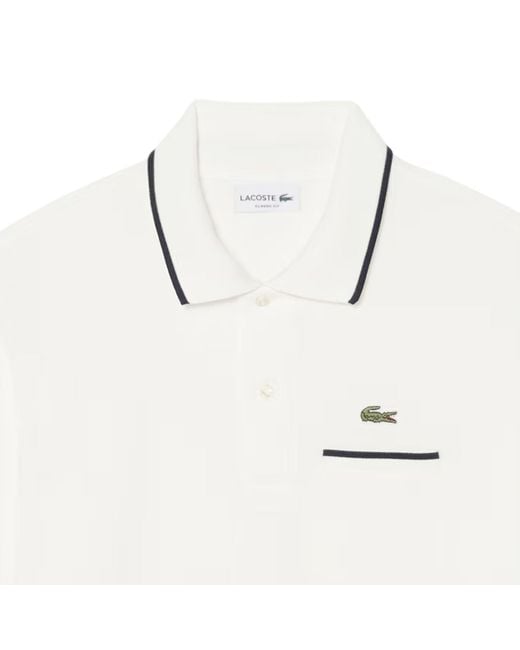 Lacoste White Classic Fit Pocket Accent Polo Shirt for men