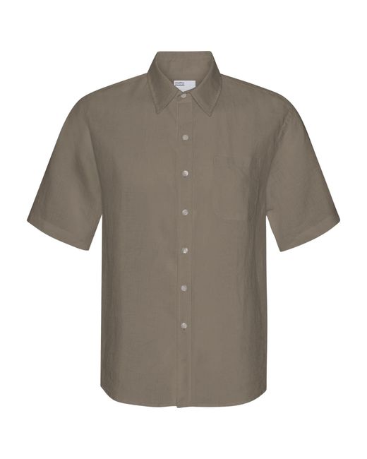 COLORFUL STANDARD Brown Linen Short Sleeve Shirt for men