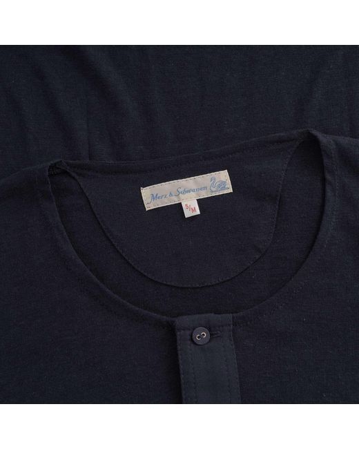 Merz B. Schwanen Black Button Facing Long Sleeve T-Shirt for men