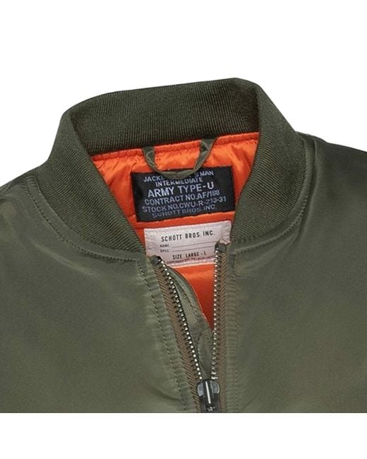 Schott Nyc Green Recycled Nylon Ma-1 90&Apos;S Fit Bomber Jacket for men