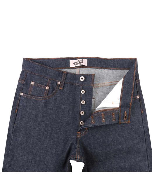 Naked & Famous Blue Easy Guy Dirty Fade Selvedge Jeans for men