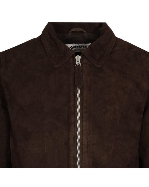 Schott Nyc Black Suede Zip Jacket for men