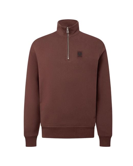 Belstaff Brown Quarter Zip Sweatshirt for men