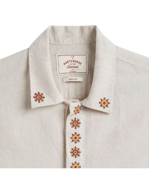 Portuguese Flannel Gray Sprout Embroidery Shirt for men