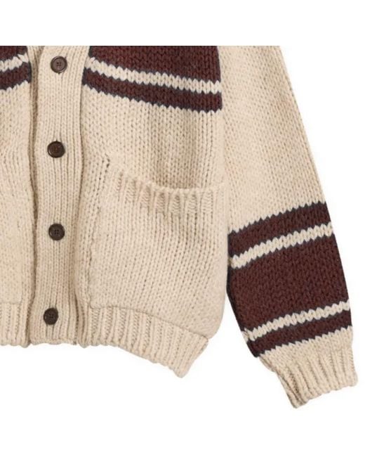 Universal Works Natural Langdale Cardigan Chunky Knit Stripe for men