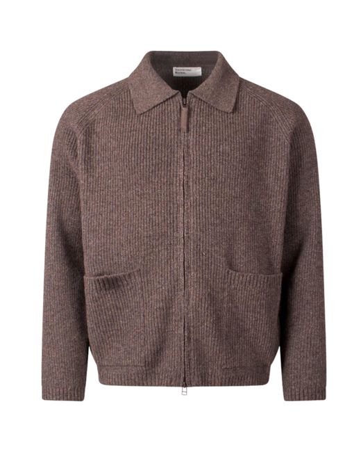 Universal Works Brown Zip Caridgan Eco Wool for men