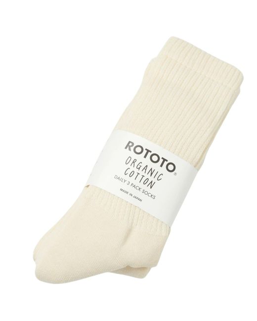 RoToTo Socks Natural Daily 3 Pack Crew Socks for men