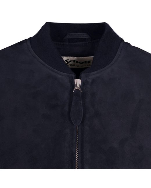 Schott Nyc Blue Suede Bomber Jacket for men