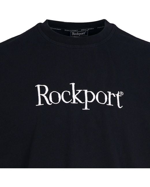 Rockport Archive Black Highland Front Logo Washed Crew Neck T-Shirt for men
