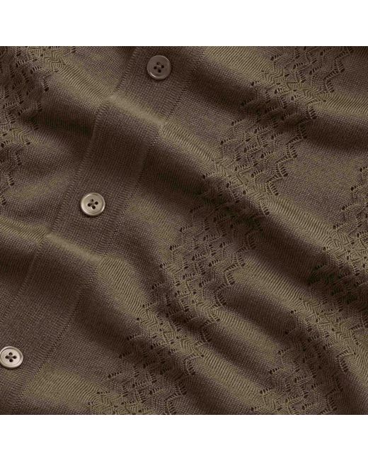 NN07 Brown Thor Wool Blend Button Through Polo Shirt for men