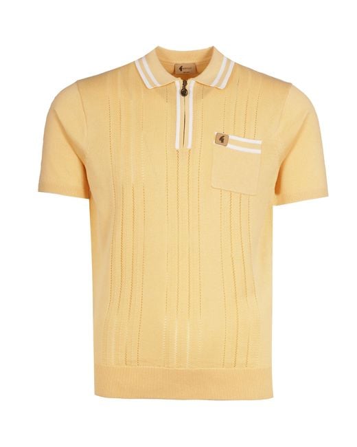 Gabicci Yellow Johnson Knit Polo for men