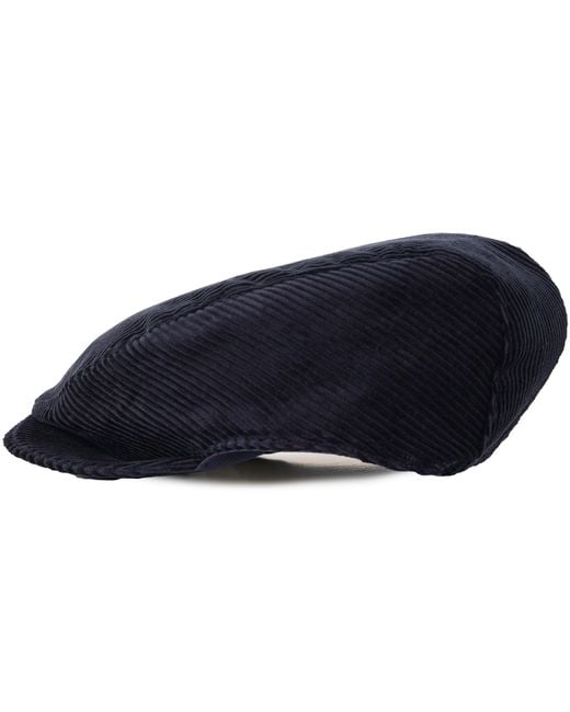 Dents Blue Corduroy Flat Cap for men