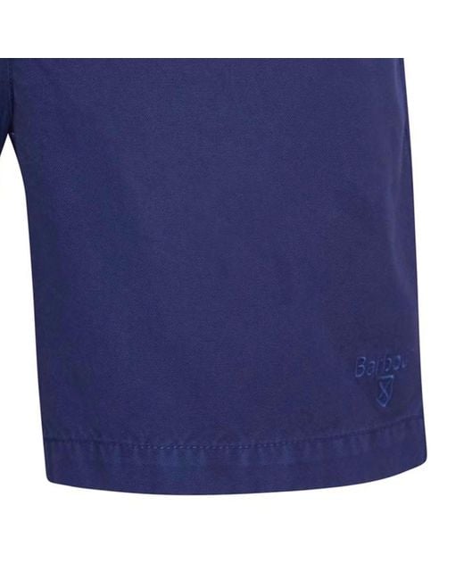 Barbour Blue Washed Oxford Relaxed Shorts for men