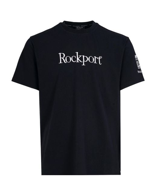 Rockport Archive Black Highland Front Logo Washed Crew Neck T-Shirt for men