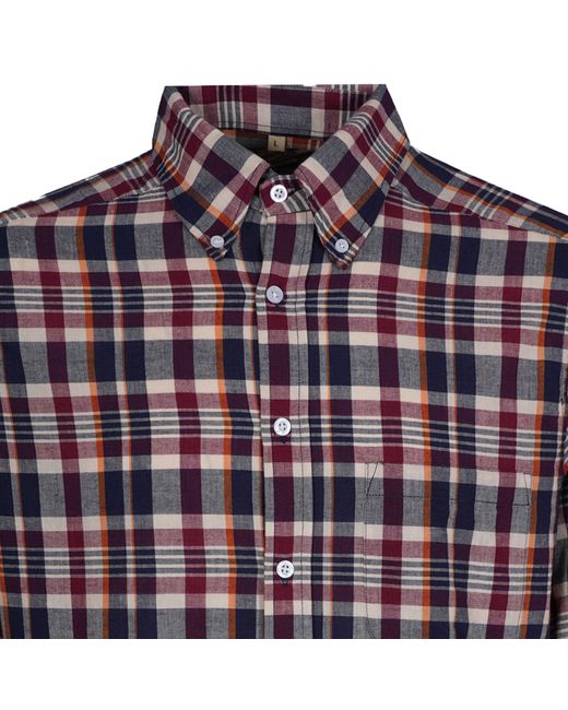 Stuarts London Blue Madras Classics Long Sleeved Shirt for men