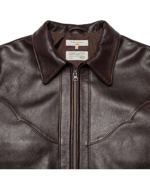 Nudie Jeans Brown Joppe Western Leather Jacket for men