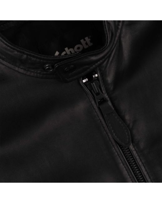 Schott Nyc Black Leather Biker Jacket for men
