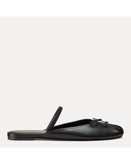 Stuart Weitzman Black Prima Bow Ballet Mule