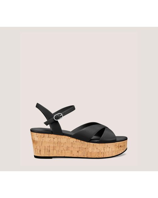 Stuart Weitzman Black Carmen Midi Wedge