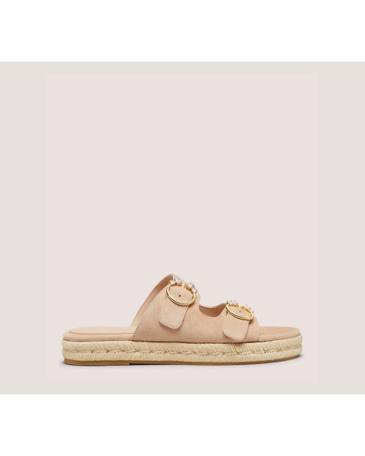Stuart Weitzman Natural Crystal Ring Espadrille Flat Slide