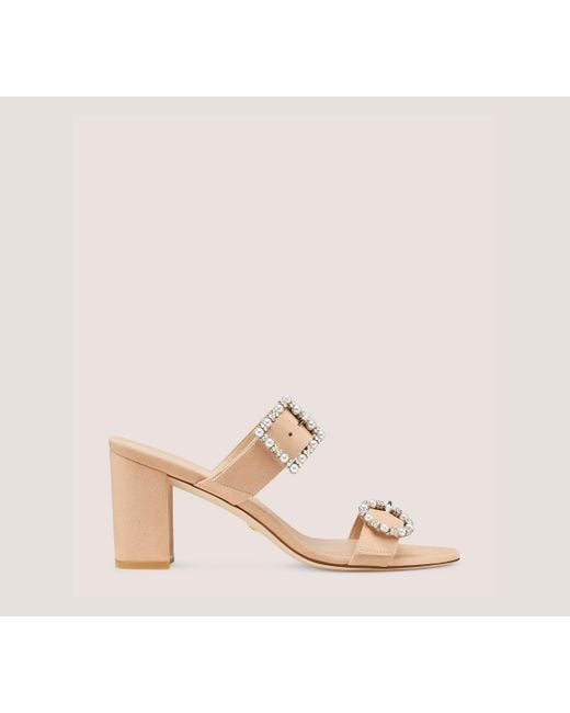 Stuart Weitzman Natural Pearl Geo Buckle 75 Slide