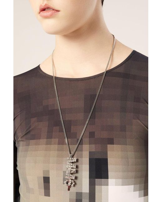 MM6 by Maison Martin Margiela Crystal Logo Chain Necklace-silver