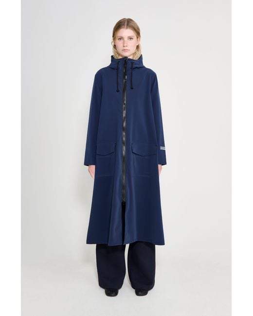 Stutterheim Blue Mosebacke Long Patch Raincoat