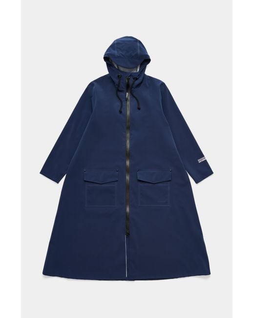 Stutterheim Blue Mosebacke Long Patch Raincoat