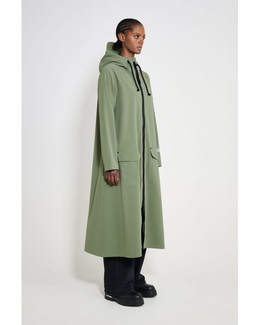 Stutterheim Green Mosebacke Long Patch Raincoat