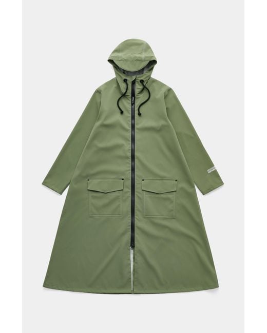 Stutterheim Green Mosebacke Long Patch Raincoat
