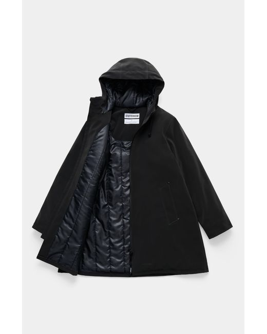 Stutterheim Black Mosebacke Matte Winter Coat