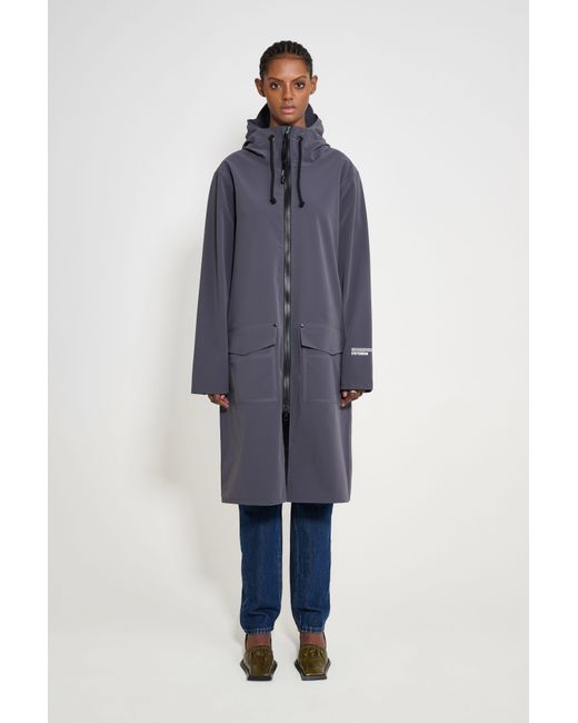 Stutterheim Blue Stockholm Long Patch Raincoat