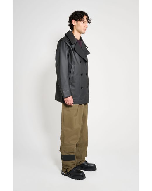 Stutterheim Black Tranholmen Double Breasted Raincoat for men
