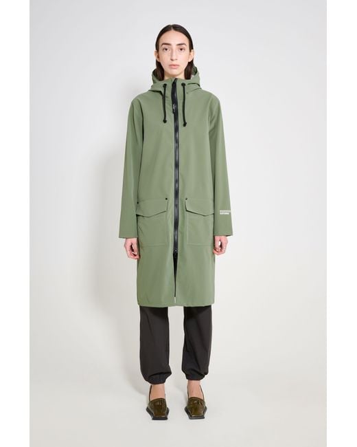 Stutterheim Green Stockholm Long Patch Raincoat
