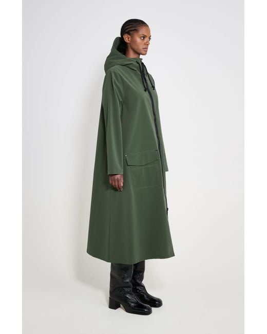 Stutterheim Green Mosebacke Long Patch Raincoat