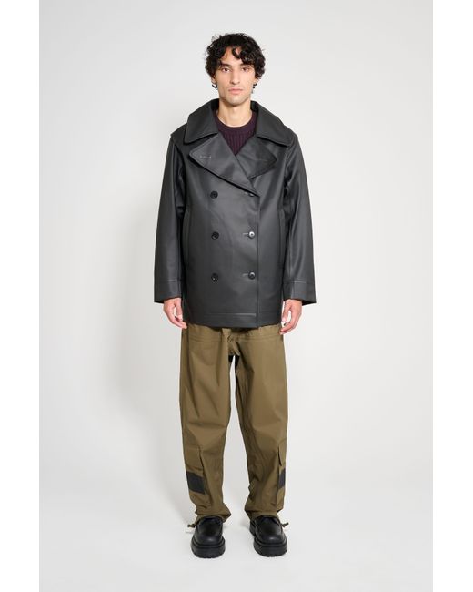 Stutterheim Black Tranholmen Double Breasted Raincoat for men