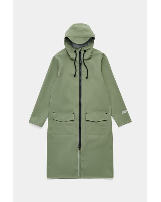 Stutterheim Green Stockholm Long Patch Raincoat