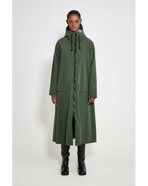 Stutterheim Green Mosebacke Long Patch Raincoat