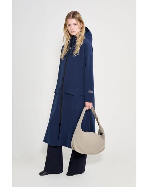 Stutterheim Blue Mosebacke Long Patch Raincoat