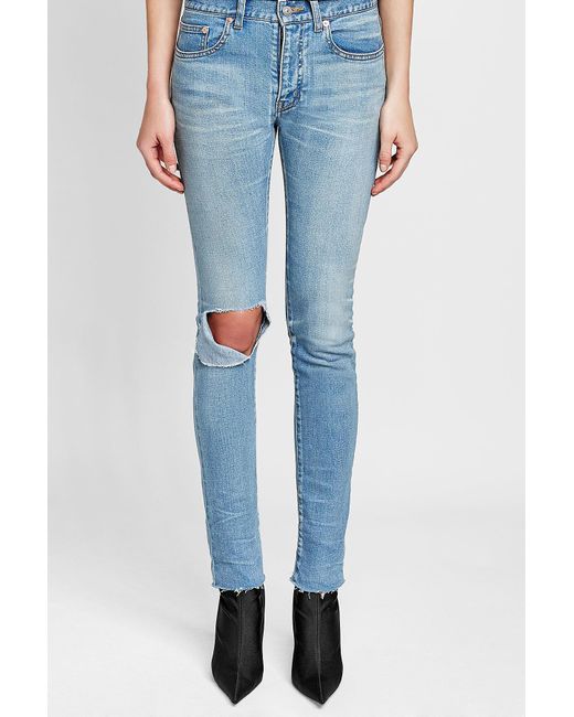 Balenciaga Distressed Skinny Jeans in Blue - Save 14% - Lyst