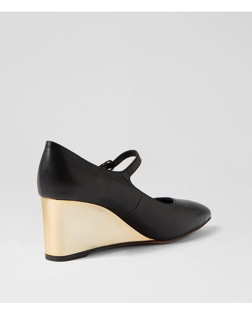 MOLLINI Mellery Mo Blackâ??gold Heel Leather Black Gold Shoes