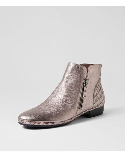 Diana Ferrari Natural Ronele Df Pewter Tumble Taupe Leather Croc Patent Pewter Tumble Taupe Boots