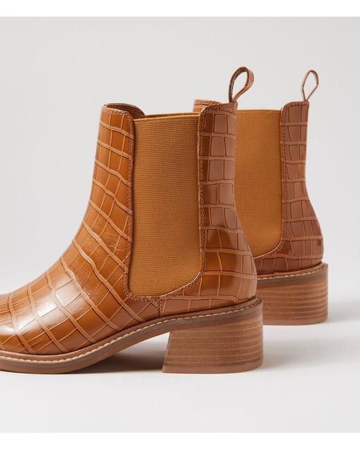 Sol Sana Brown Chelsea Ss Croc Leather Boots