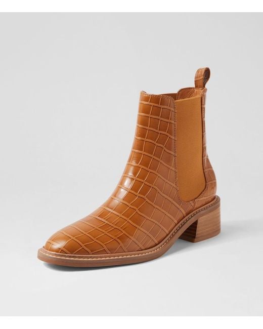 Sol Sana Brown Chelsea Ss Croc Leather Boots